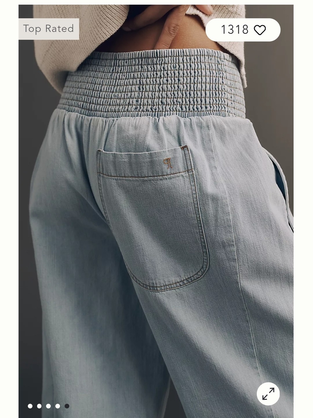 Anthropologie Pilcro Reese Smocked Pull-On Joggers XS NWT - Picture 5 of 11